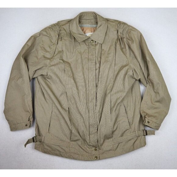 VINTAGE WOMEN'S BEIGE PLAID BOMBER JACKET COAT REMOVABLE LINER - LONDON FOG - 12 - Picture 1 of 10